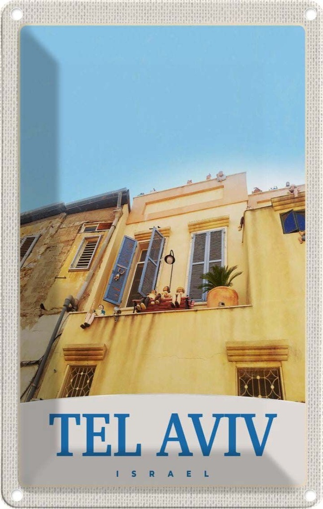 Blechschild 30x20 cm Tel Aviv Israel Stadt Gebäude Bildmotiv Reisemotiv Abenteuer Reisen Urlaub