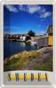 Blechschild 30x20 cm Schweden Meer Häuser Boote Bildmotiv Reisemotiv Abenteuer Reisen Urlaub
