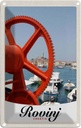 Blechschild 30x20 cm Rovinji Kroatien Boote rot Haus Bildmotiv Reisemotiv Abenteuer Reisen Urlaub