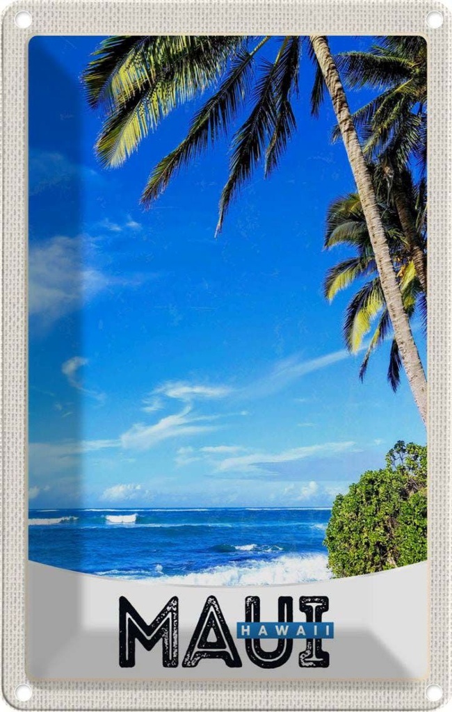 Blechschild 30x20 cm Maui Hawaii Insel USA Strand Bildmotiv Reisemotiv Abenteuer Reisen Urlaub