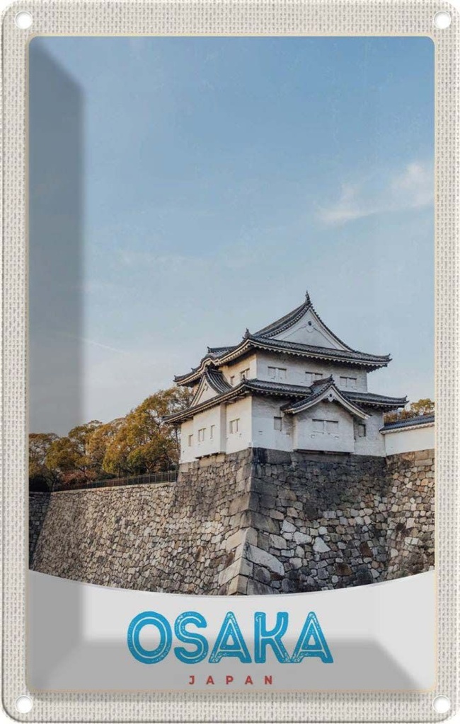 Blechschild 30x20 cm Osaka Japan Asien Haus Stadt Bildmotiv Reisemotiv Abenteuer Reisen Urlaub