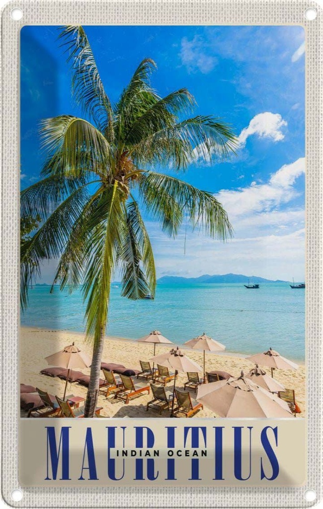 Blechschild 30x20 cm Mauritius Indischer Ozean Insel Bildmotiv Reisemotiv Abenteuer Reisen Urlaub
