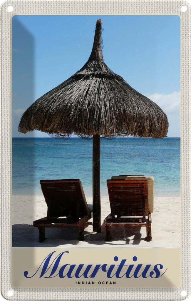 Blechschild 30x20 cm Mauritius Indischer Ozean Liege Bildmotiv Reisemotiv Abenteuer Reisen Urlaub