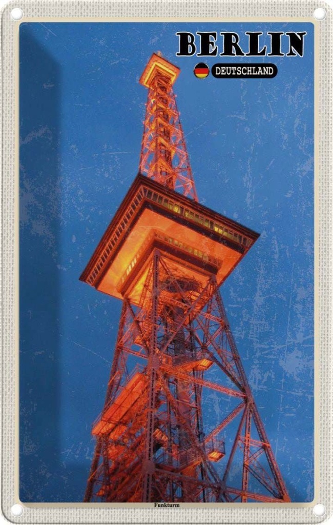 Blechschild 30x20 cm Berlin Funkturm Deutschland Bildmotiv Reisemotiv Abenteuer Reisen Urlaub
