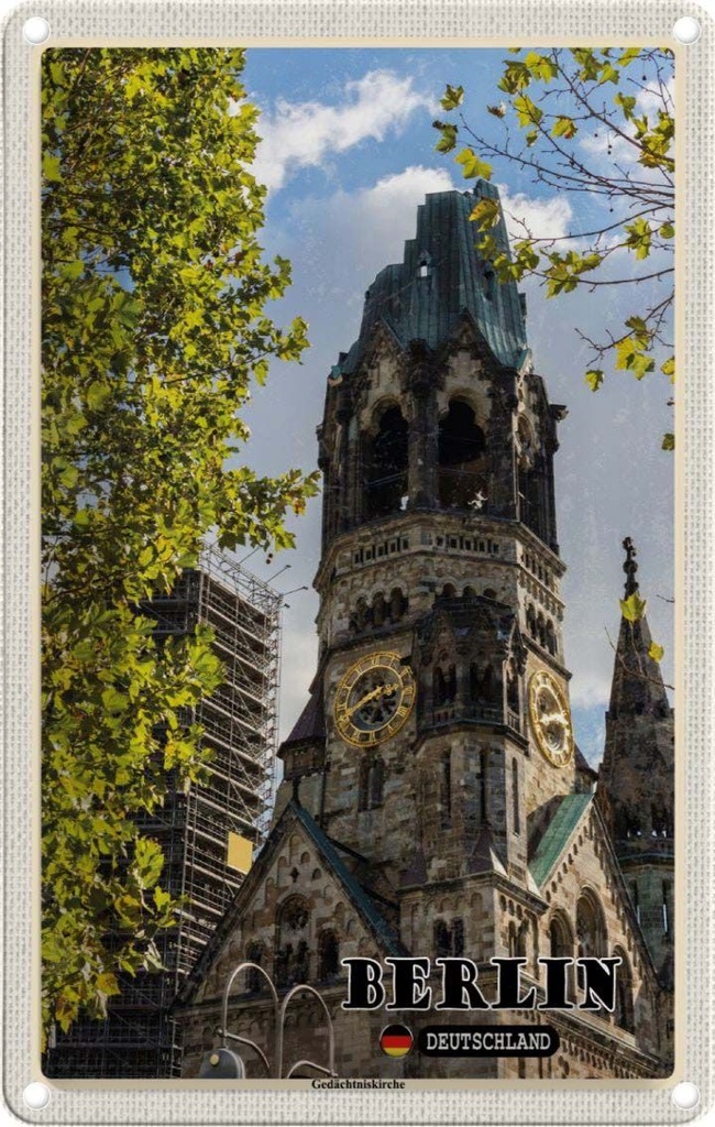 Blechschild 30x20 cm Berlin Gedächtniskirche Deutschland Bildmotiv Reisemotiv Abenteuer Reisen Urlaub