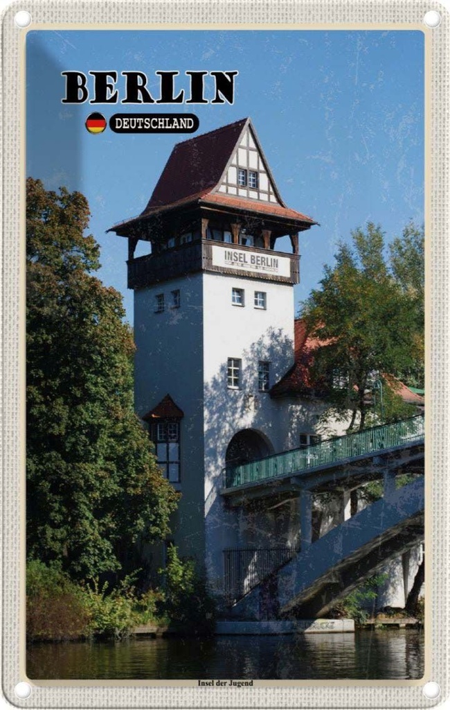 Blechschild 30x20 cm Berlin Insel der Jugend Bildmotiv Reisemotiv Abenteuer Reisen Urlaub