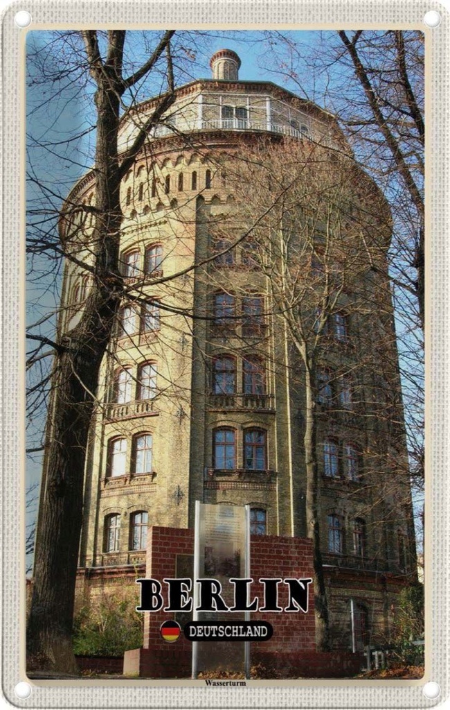 Blechschild 30x20 cm Berlin Deutschland Wasserturm Bildmotiv Reisemotiv Abenteuer Reisen Urlaub