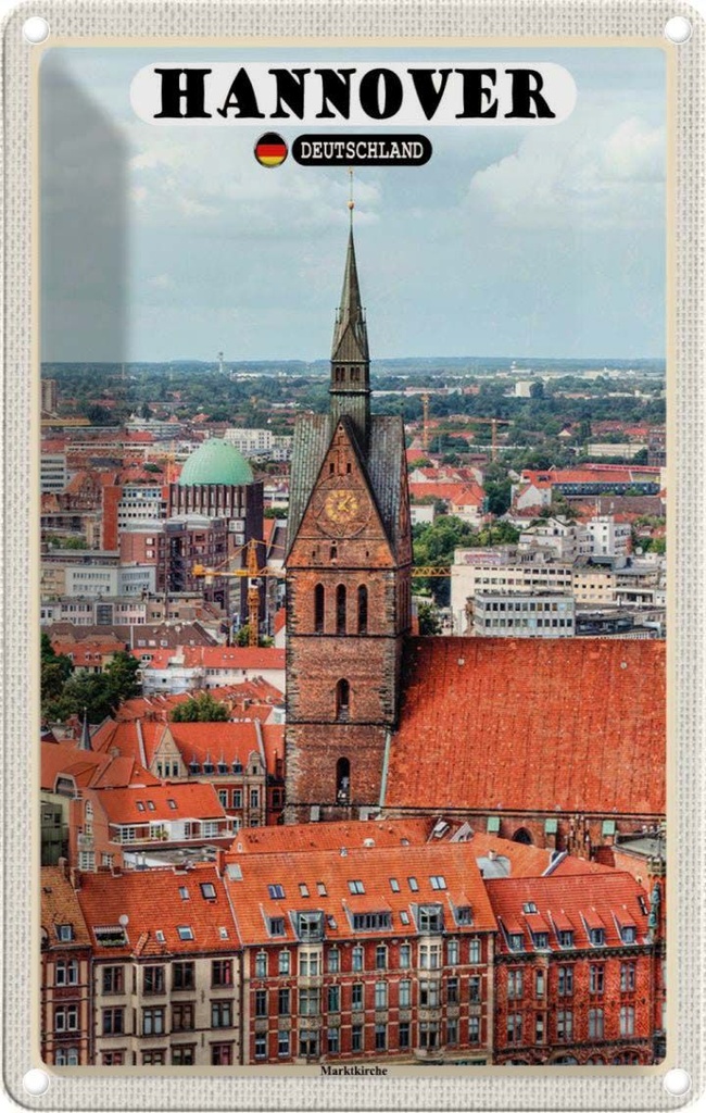 Blechschild 30x20 cm Hannover Marktkirche Altstadt Bildmotiv Reisemotiv Abenteuer Reisen Urlaub