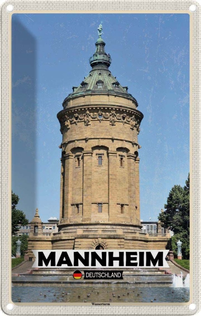 Blechschild 30x20 cm Mannheim Wassertrum Altstadt Bildmotiv Reisemotiv Abenteuer Reisen Urlaub