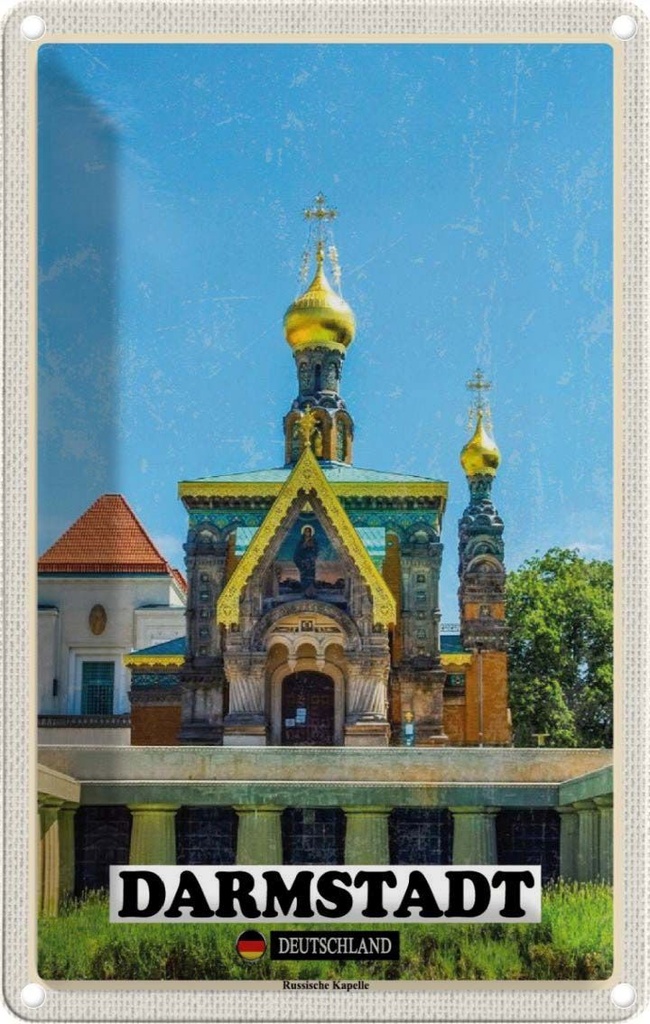 Blechschild 30x20 cm Darmstadt Russische Kapelle Bildmotiv Reisemotiv Abenteuer Reisen Urlaub