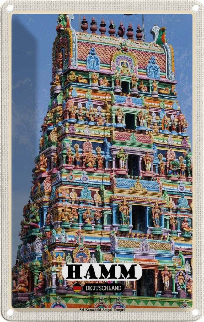 Blechschild 30x20 cm Hamm Siri-Kamadchi-Ampal-Tempel Bildmotiv Reisemotiv Abenteuer Reisen Urlaub