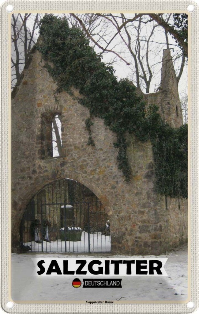 Blechschild 30x20 cm Salzgitter Vöppstedter Ruine Bildmotiv Reisemotiv Abenteuer Reisen Urlaub