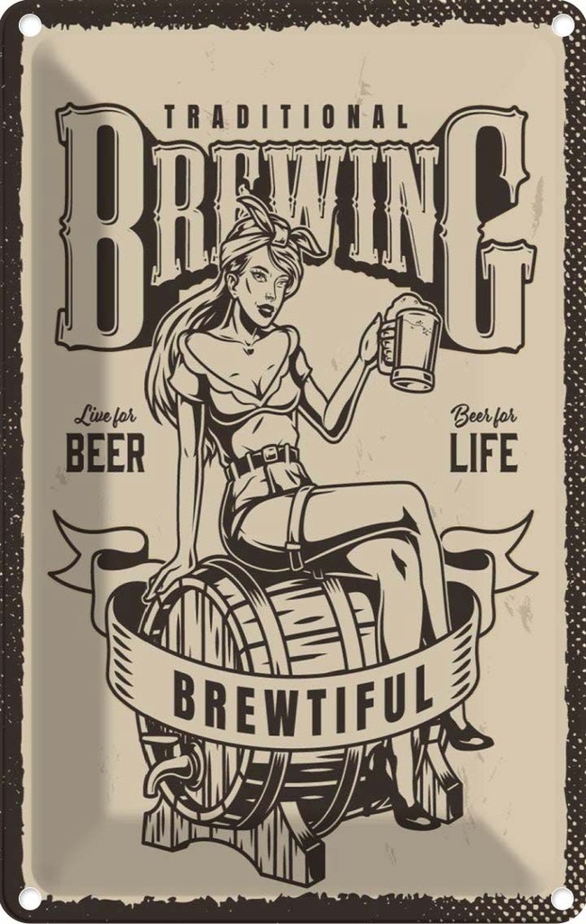 Blechschild 30x20 cm Traditional Brewing live for Beer