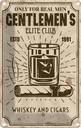 Blechschild 30x20 cm Whiskey Cigars elite club real men