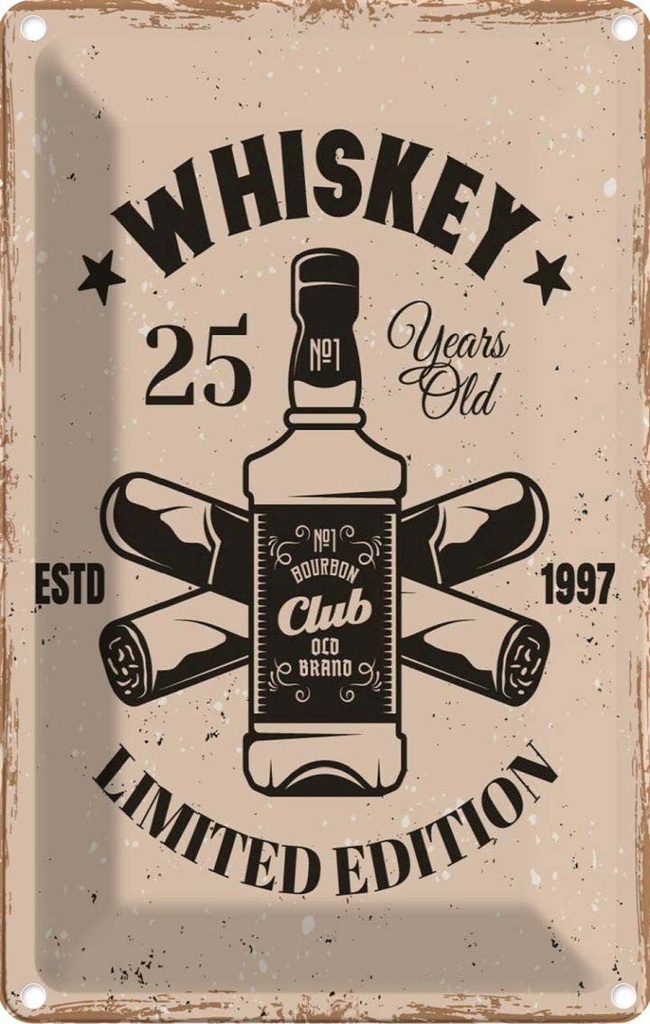 Blechschild 30x20 cm Whiskey 25 years Limited Edition