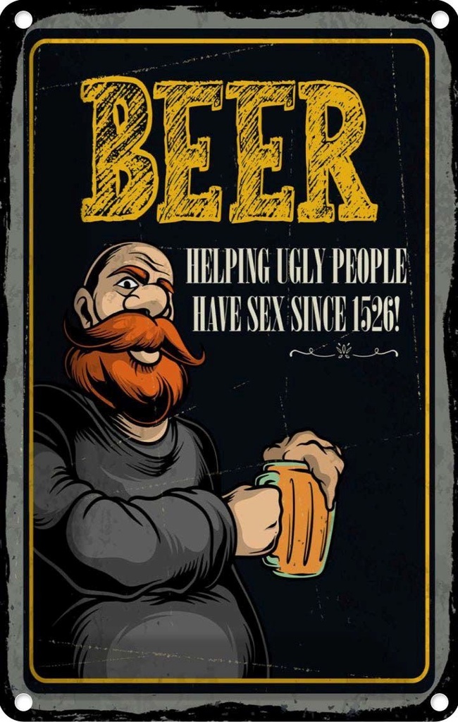 Blechschild 30x20 cm Beer Helping ugly people have Sex