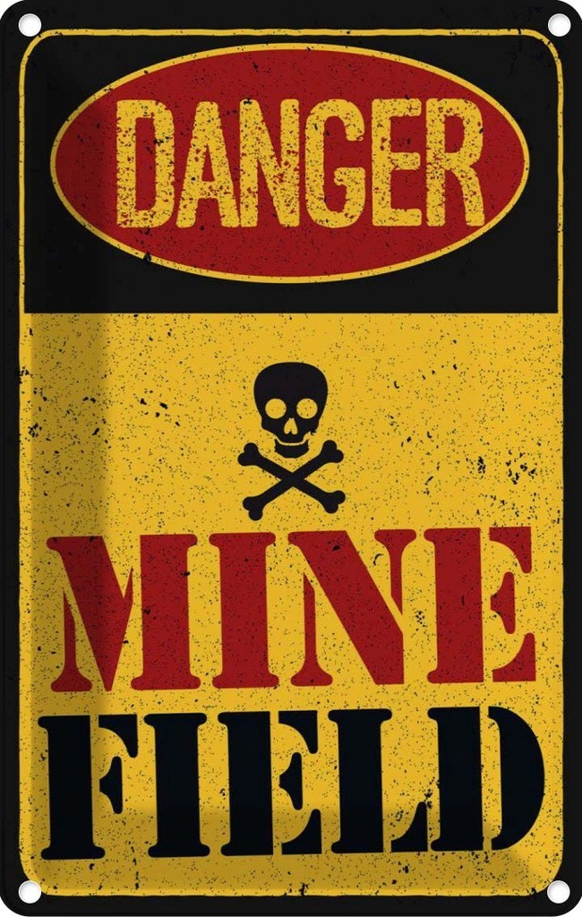 Blechschild 30x20 cm Achtung Danger Mine Field Minenfeld