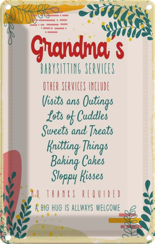 Blechschild 30x20 cm Grandma´s Babysitting services