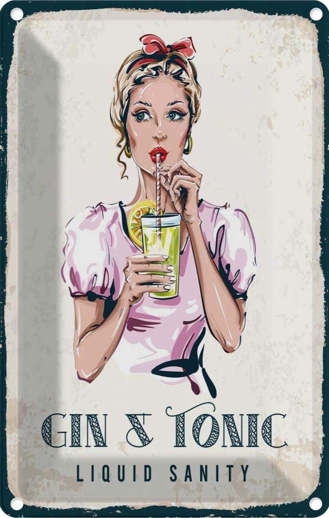 Blechschild 30x20 cm Gin & Tonic Liquid Sanity