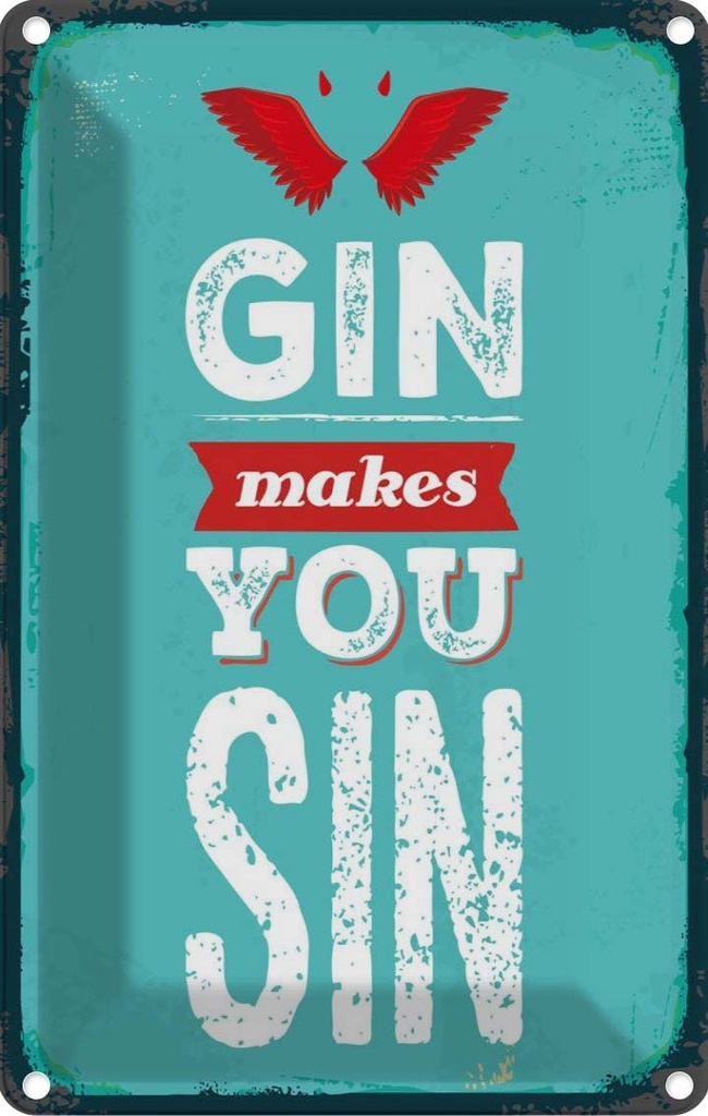 Blechschild 30x20 cm Gin makes you Sin Devil Hell