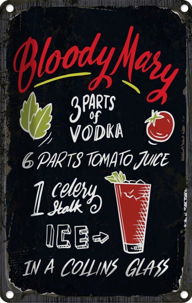Blechschild 30x20 cm Bloody Mary Cocktail Recipe