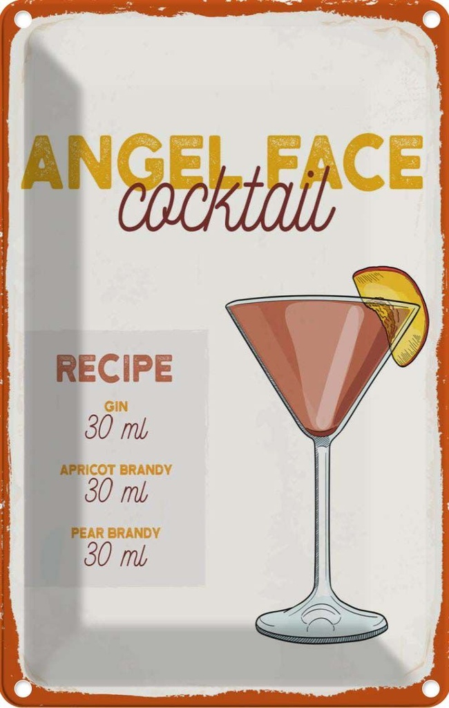 Blechschild 30x20 cm Angel Face Cocktail Recipe