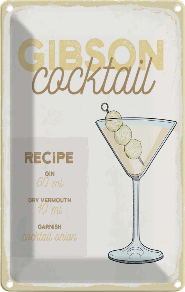Blechschild 30x20 cm Gibson Cocktail Recipe