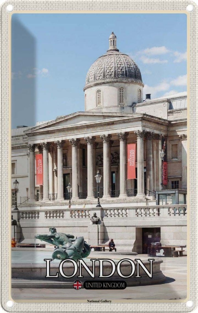 Blechschild 30x20 cm London England UK National Gallery Bildmotiv Reisemotiv Abenteuer Reisen Urlaub