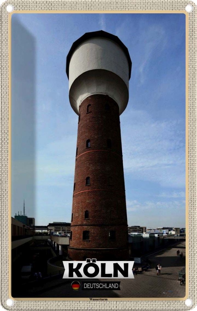 Blechschild 30x20 cm Köln Wasserturm Bauwerk Bildmotiv Reisemotiv Abenteuer Reisen Urlaub