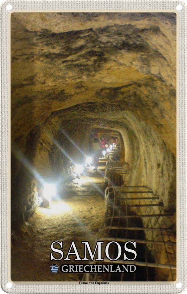 Blechschild 30x20 cm Samos Griechenland Tunnel von Eupalinos Bildmotiv Reisemotiv Abenteuer Reisen Urlaub