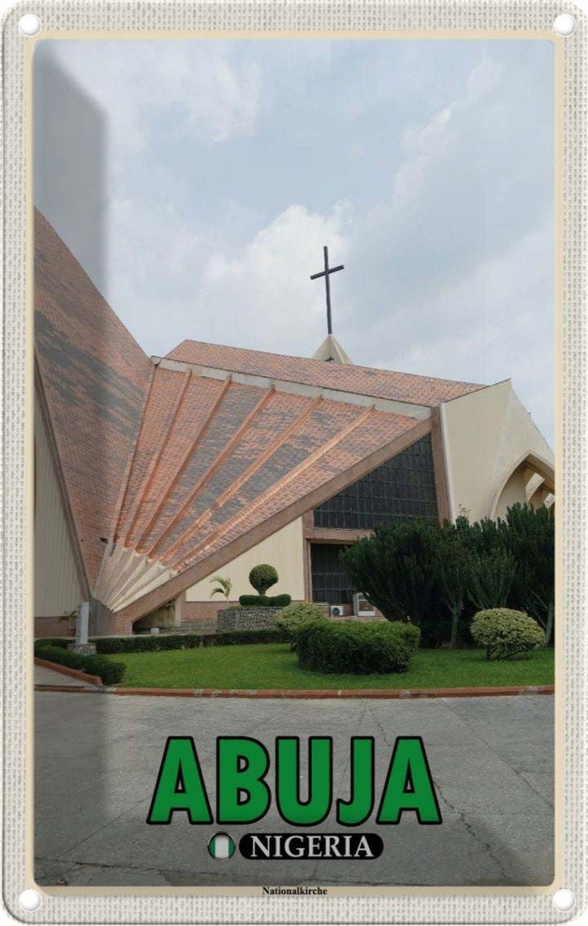 Blechschild 30x20 cm Abuja Nigeria Nationalkirche Bildmotiv Reisemotiv Abenteuer Reisen Urlaub