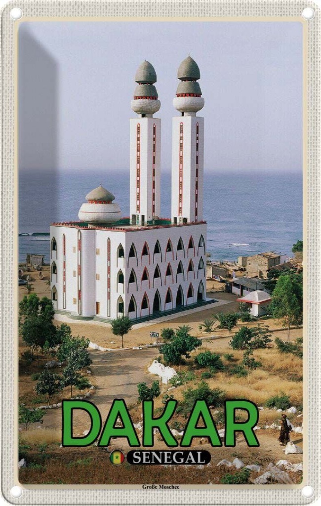 Blechschild 30x20 cm Dakar Senegal Große Moschee Bildmotiv Reisemotiv Abenteuer Reisen Urlaub