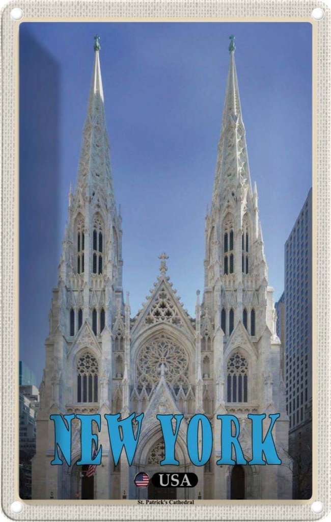 Blechschild 30x20 cm New York Urlaub USA St. Patrick's Cathedral Bildmotiv Reisemotiv Abenteuer Reisen