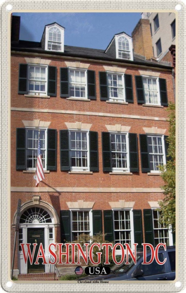 Blechschild 30x20 cm Washington DC Urlaub USA Cleveland Abbe House Bildmotiv Reisemotiv Abenteuer Reisen