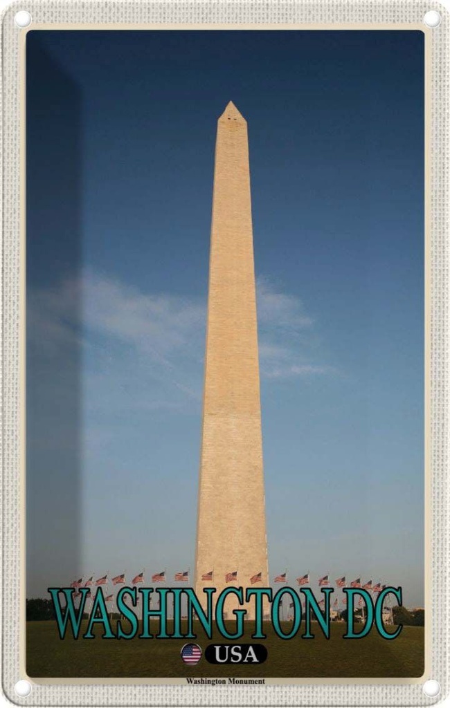 Blechschild 30x20 cm Washington DC USA Monument Bildmotiv Reisemotiv Abenteuer Reisen Urlaub