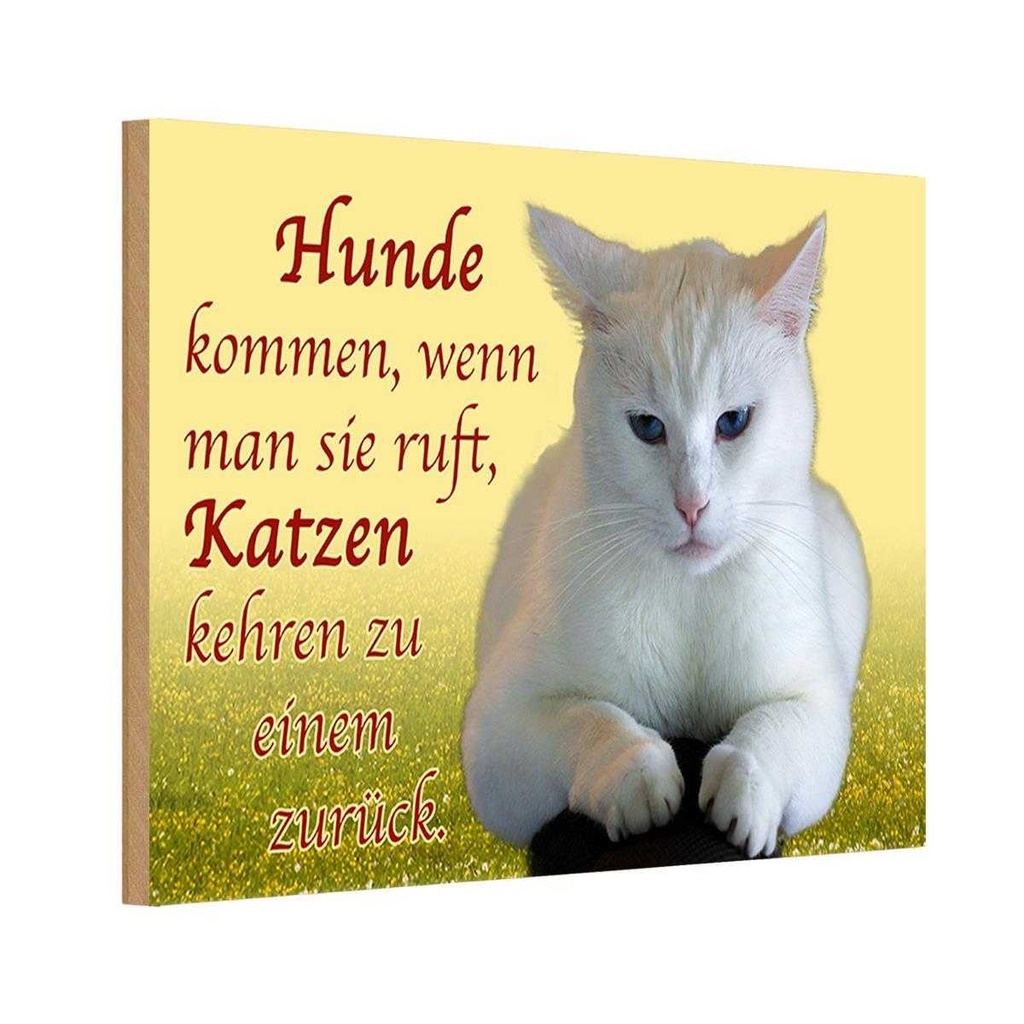 Holzschild 20x30 cm Hunde kommen Katzen kehren zurück Tier Haustier