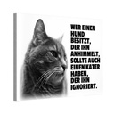 Holzschild 20x30 cm Hund himmelt an Kater ignoriert Tier Haustier