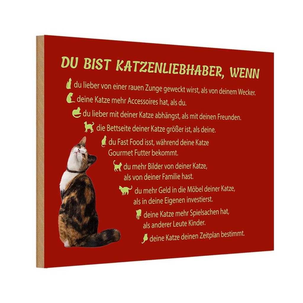 Holzschild 20x30 cm du bist Katzenliebhaber wenn Dekoration