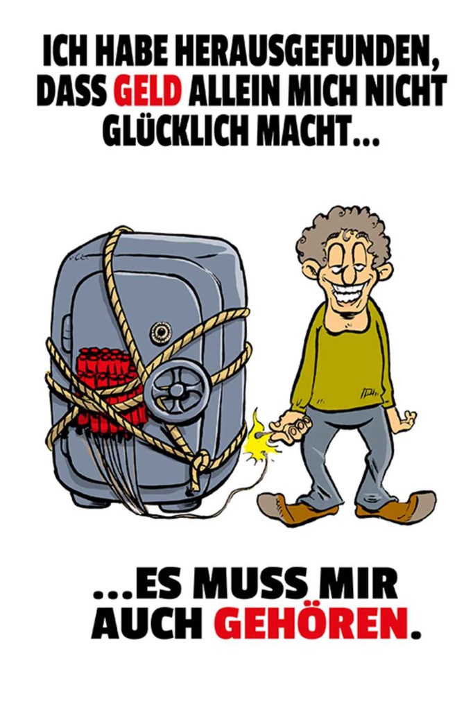 Holzschild 30x20 cm Geld allein macht nicht glücklich Spruch Zitat