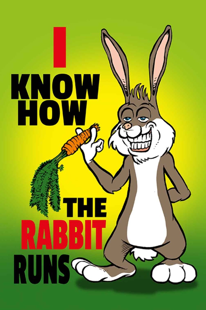 Holzschild 30x20 cm I know how the rabbit runs Hase Dedko Spruch Zitat