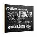 Holzschild 20x30 cm Vorsicht freilaufender Teenager Warnschild Hinweisschild