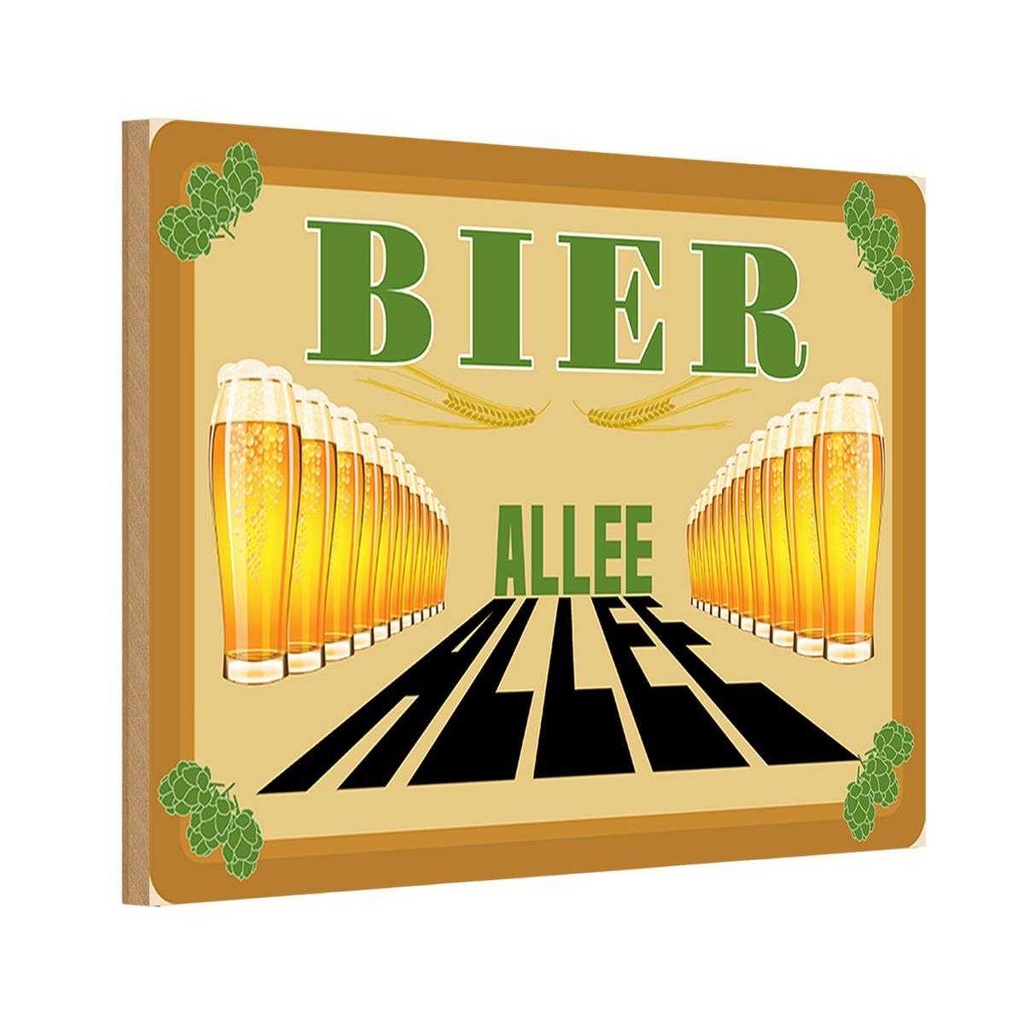 Holzschild 20x30 cm Alkohol Bier Allee Essen Trinken