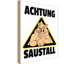 Holzschild 30x20 cm Tiere Schwein Achtung Saustall Tier Haustier