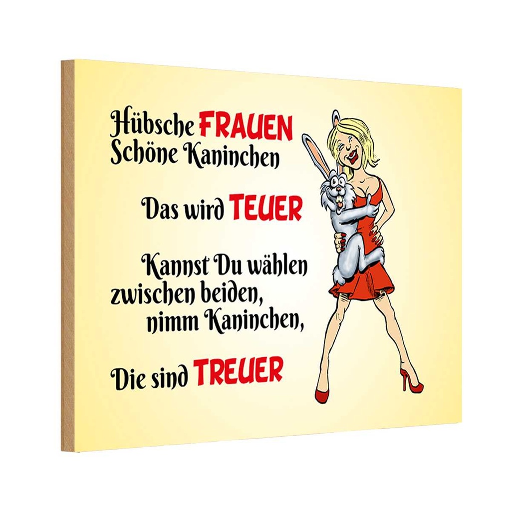 Holzschild 20x30 cm Hübsche Frauen schöne Kaninchen Spruch Zitat