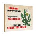 Holzschild 20x30 cm Unkraut nur an Selbstpfücker Warnschild Hinweisschild