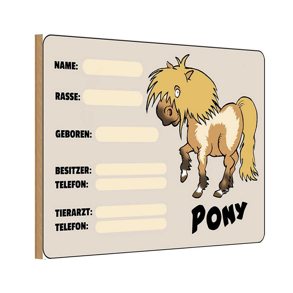 Holzschild 20x30 cm Pony Tiere Name Rasse Besitzer geboren Tier Haustier