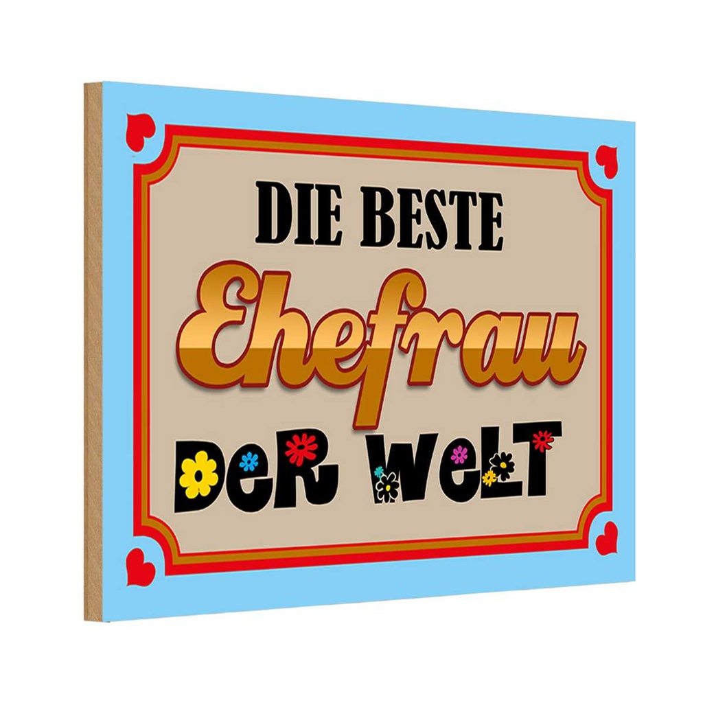 Holzschild 20x30 cm die beste Ehefrau der Welt Familie Freunde