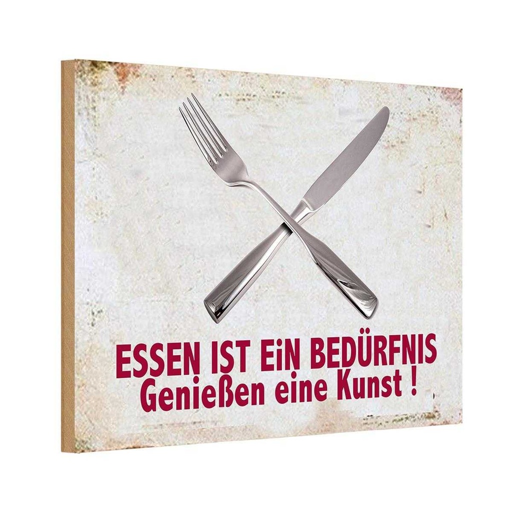 [LA-112324-H] Holzschild 20x30 cm Essen ist ein Befürfnis Kunst Trinken
