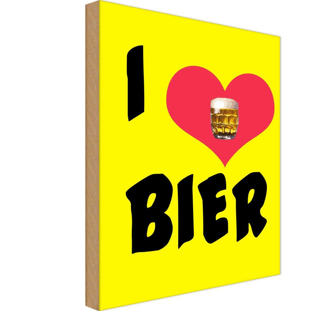 Holzschild 30x20 cm Alkohol i love Bier Essen Trinken