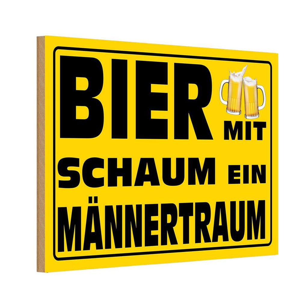 Holzschild 20x30 cm Bier mit Schaum ein Männertraum